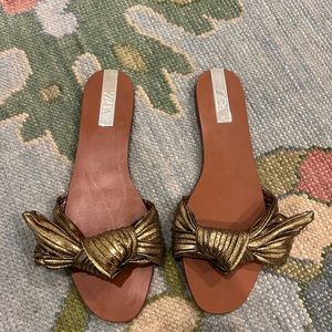 Adorable gold Zara flats. Size 11. Worn twice.excellent condition.